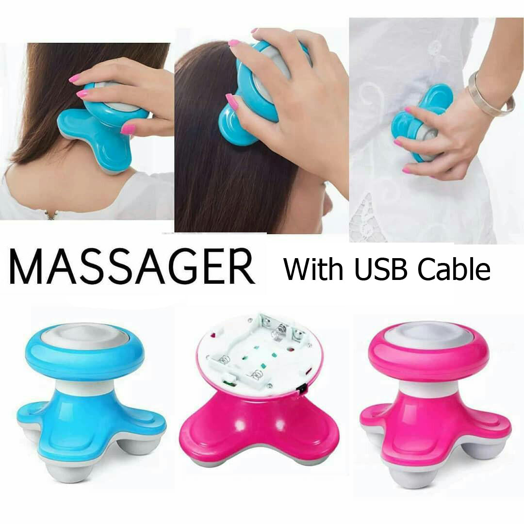 Imported Portable Handled Triangle Vibration Electric Massager Use USB Cable or 3pcs AAA Batteries ( Come with USB Cable)