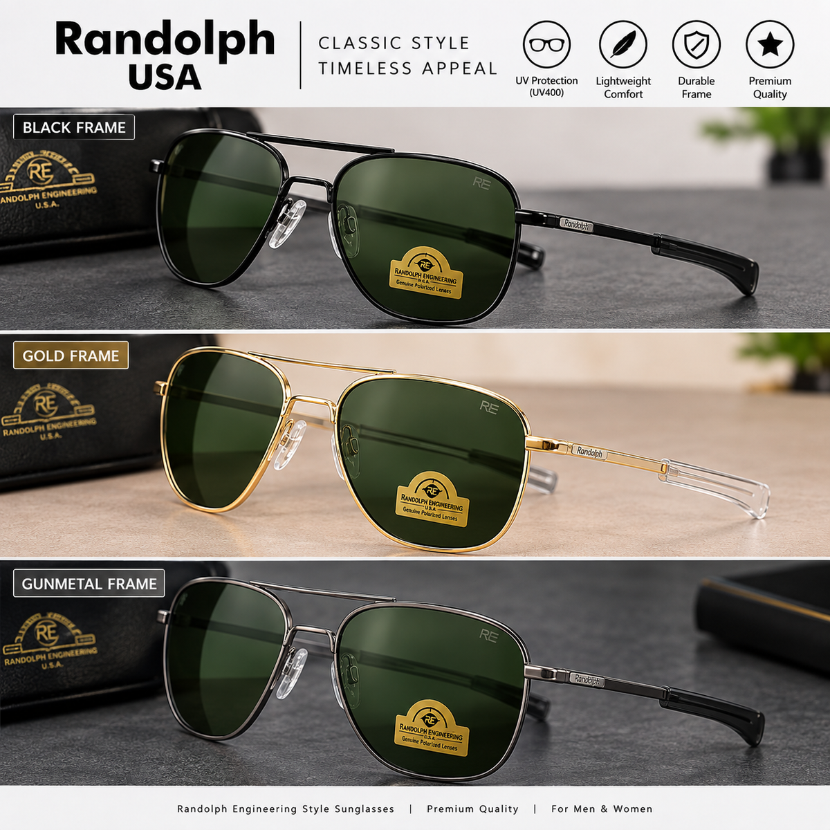 Randolph Engineering Sunglasses | Randolph Aviator Sunglasses for Men | Randolph American Sunglasses Made in USA (Copy)