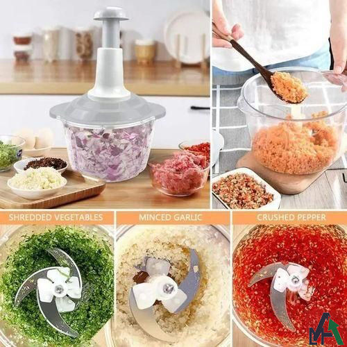 Manual Hand Chopper for Vegetables, and Fruits 2L Capacity – Multipurpose Food Cutter with Stainless Steel Blades – Fast & Effortless Chopping Tool for Kitchen 2L Hand Chopper Manual Machine Ha