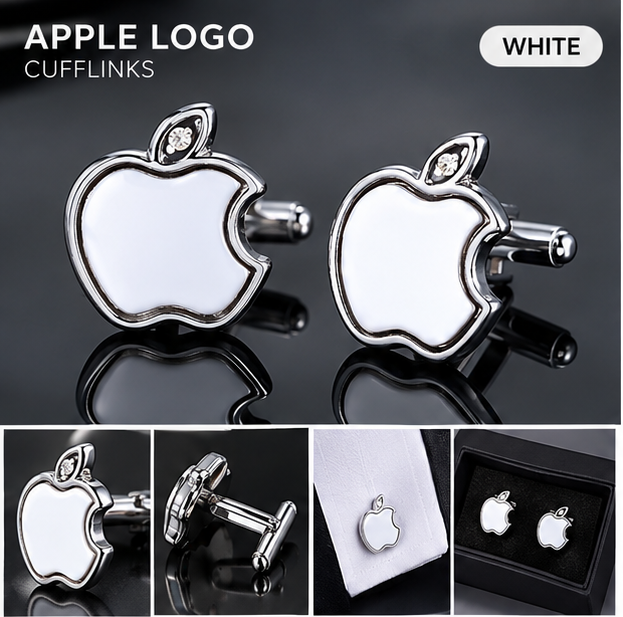 Apple Brand Metal Cufflink Stud- Metal Black, Golden and Blue Imported Quality