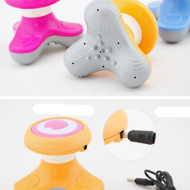 Mini Hand Electric Body Massager For Women and Girls Mini handy Full Body Massager Machine Portable Handled Triangle Vibrational Electric Massager USB Cable or 3 AAA Batteries AC DC