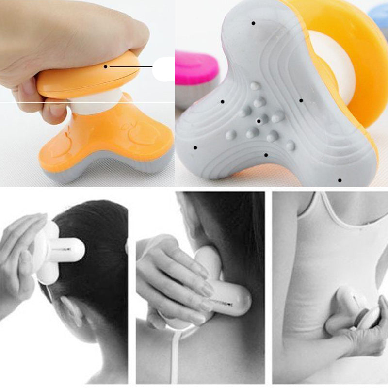Mini Hand Electric Body Massager For Women and Girls Mini handy Full Body Massager Machine Portable Handled Triangle Vibrational Electric Massager USB Cable or 3 AAA Batteries AC DC