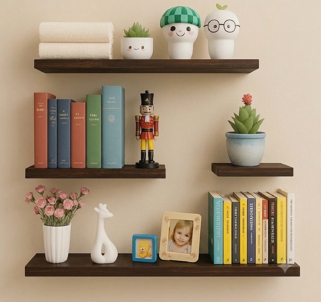 4 Pcs Wooden Design Rack Shelf , Make yours wall Attractive , Wooden Racks