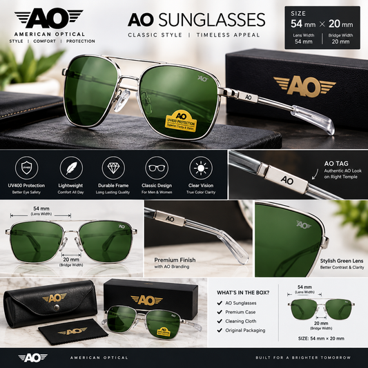AO American Optical Fashion Army MILITARY AO Pilot Sunglasses